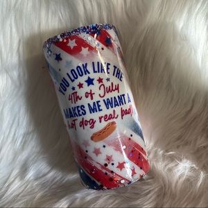 12oz slim can koozie that is also a tumbler w/lid